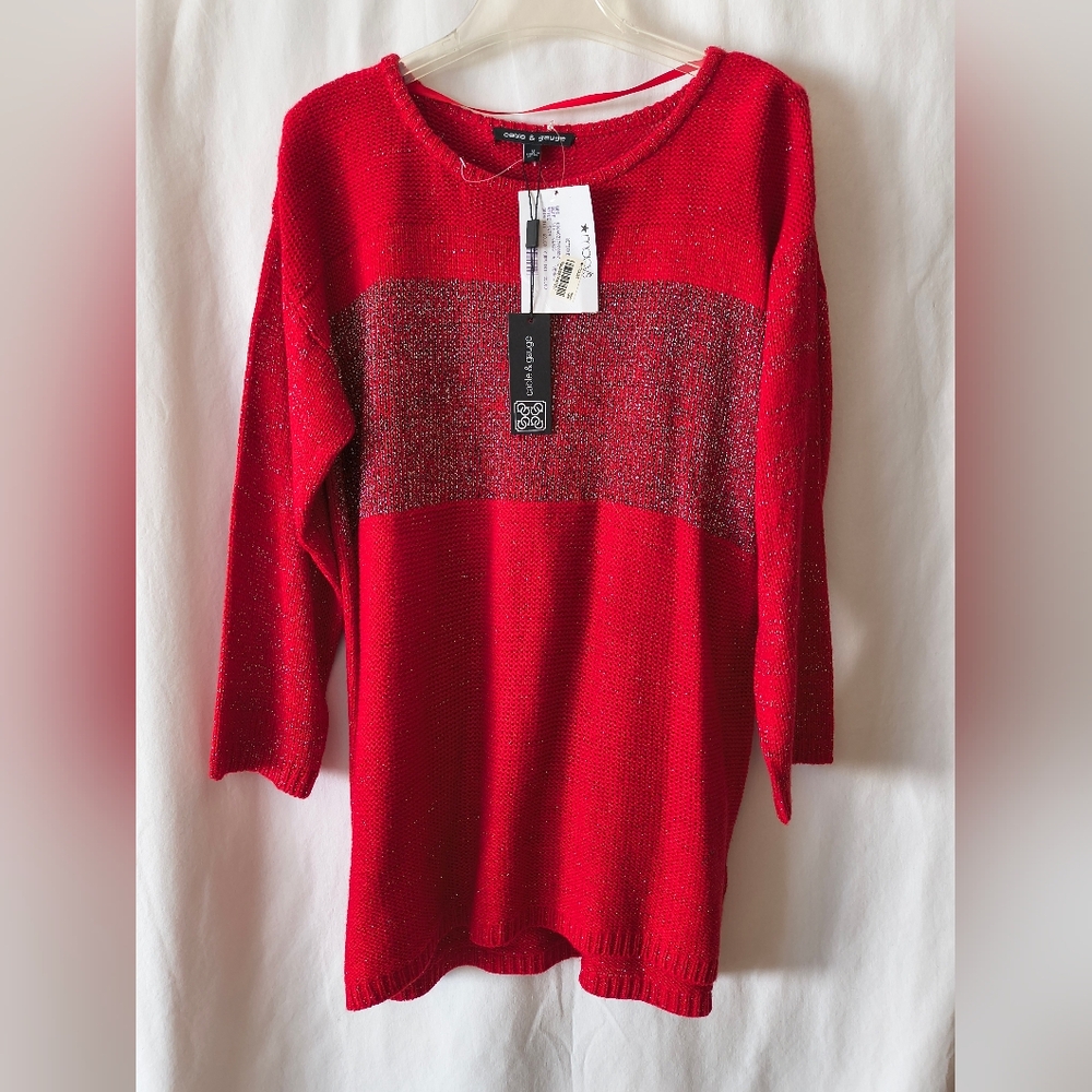 Cable & Gauge Red and Silver Sweater